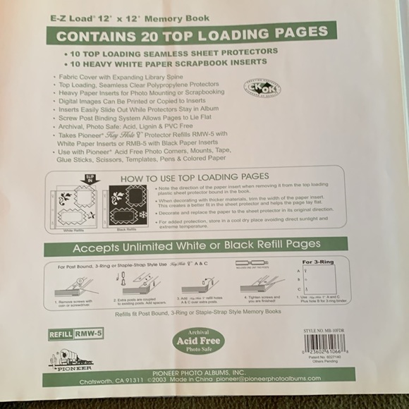NIP Pioneer E-Z load 12” x 12” Memory Book.  Expanding spine back. - Picture 3 of 8
